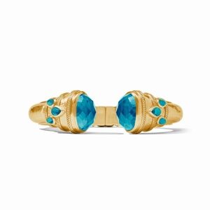 JULIE VOS CANNES CUFF gold in Iridescent London Blue large hinged bangle STUNNER